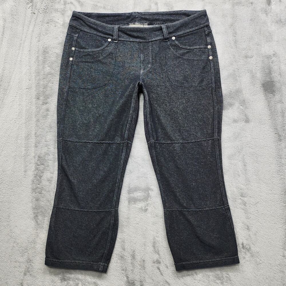 Athleta Jeans Womens‎ M Gray Black Bettona Low Rise Capri Jegging Stretch Knit